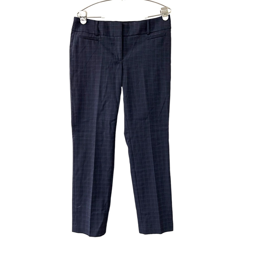 LOFT Blue Black Houndstooth Flare Wide 70s Vintage Straight Marisa Trouser 6